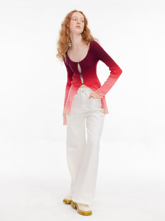 Gradient Coloured Thin Cardigan
