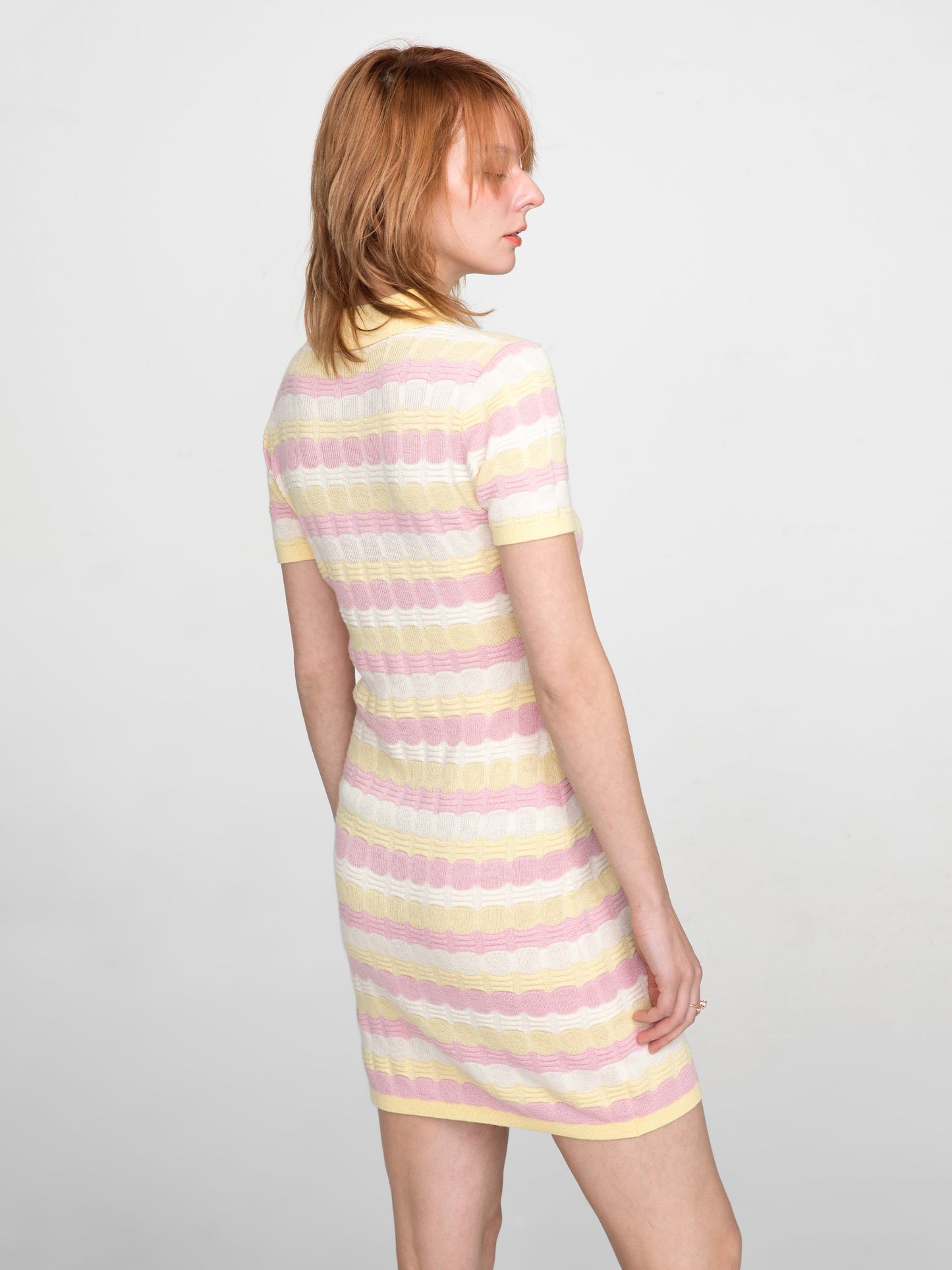 Polo Short Sleeve Striped Knit Dress