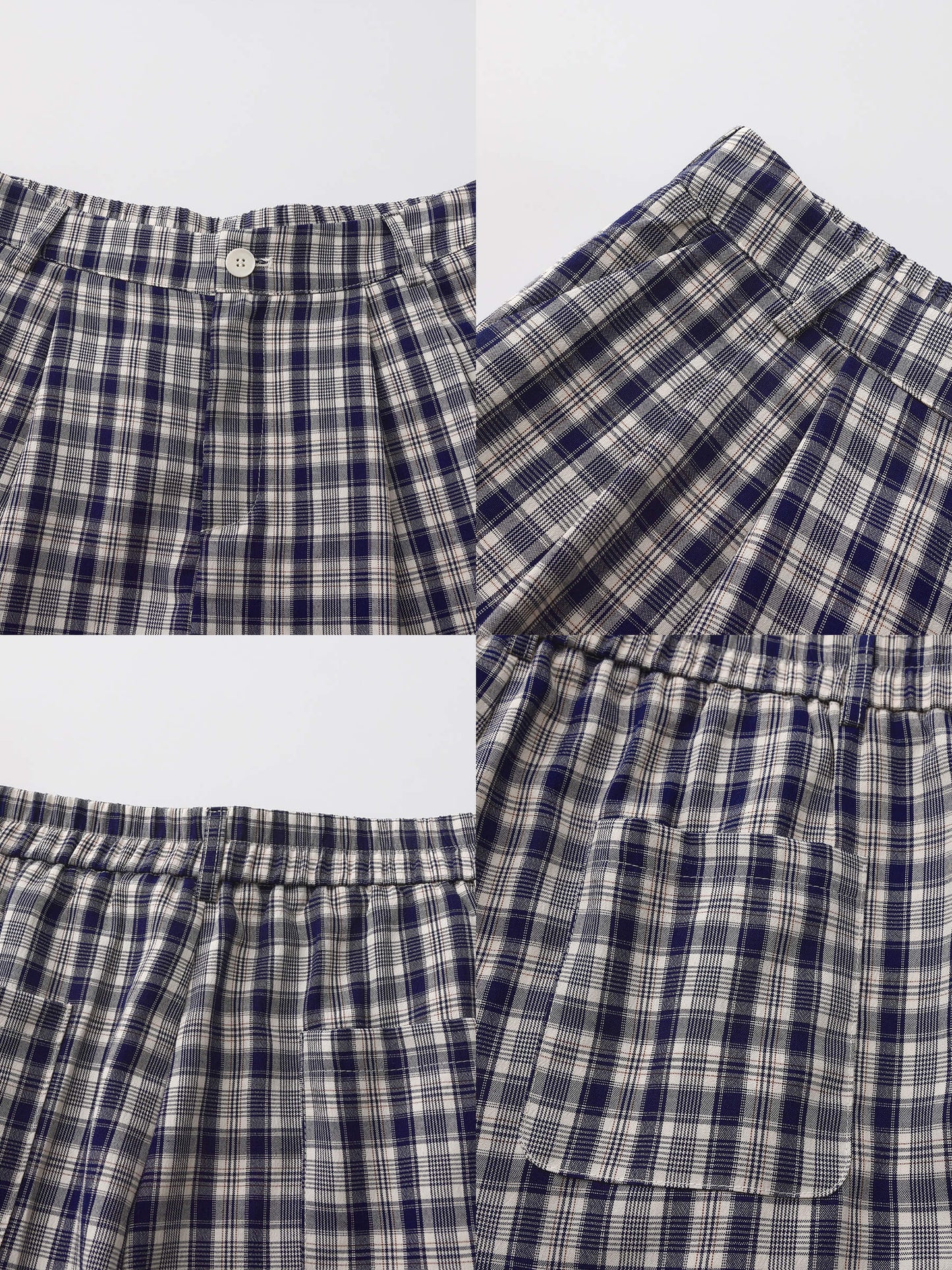 Striped Check High-Waisted Wide-Leg Casual Pants