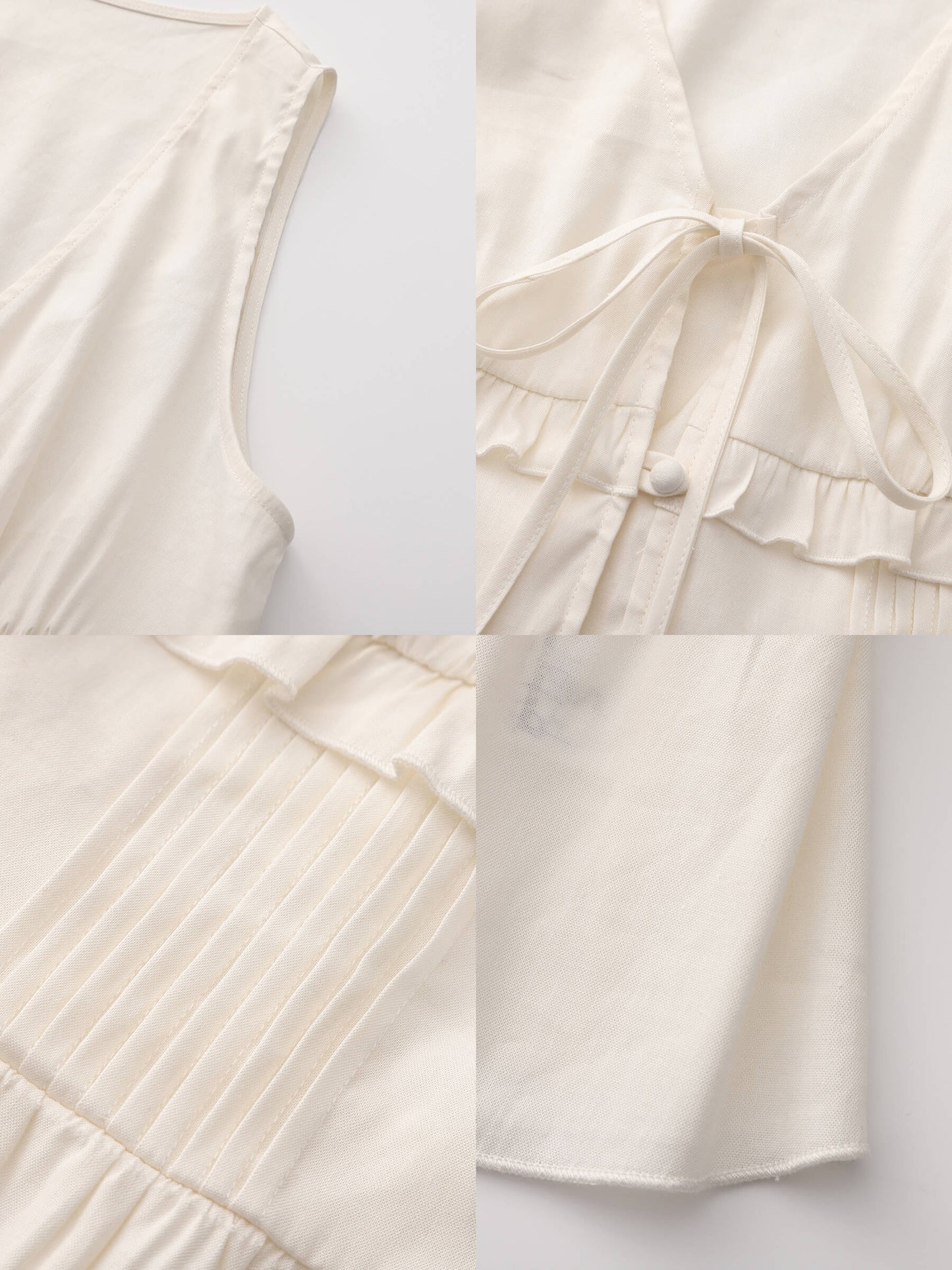 V-Neck Ruffle Trim Tie-Front Sleeveless Top