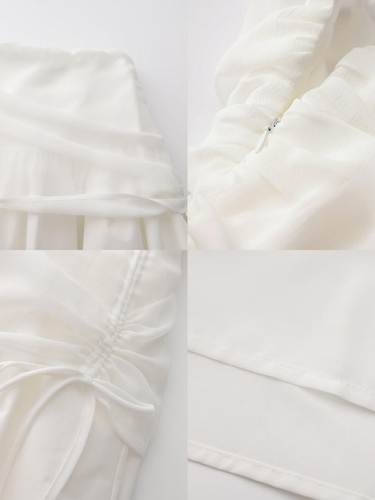 White Adjustable Semi-Bodycon A-Line Midi Skirt