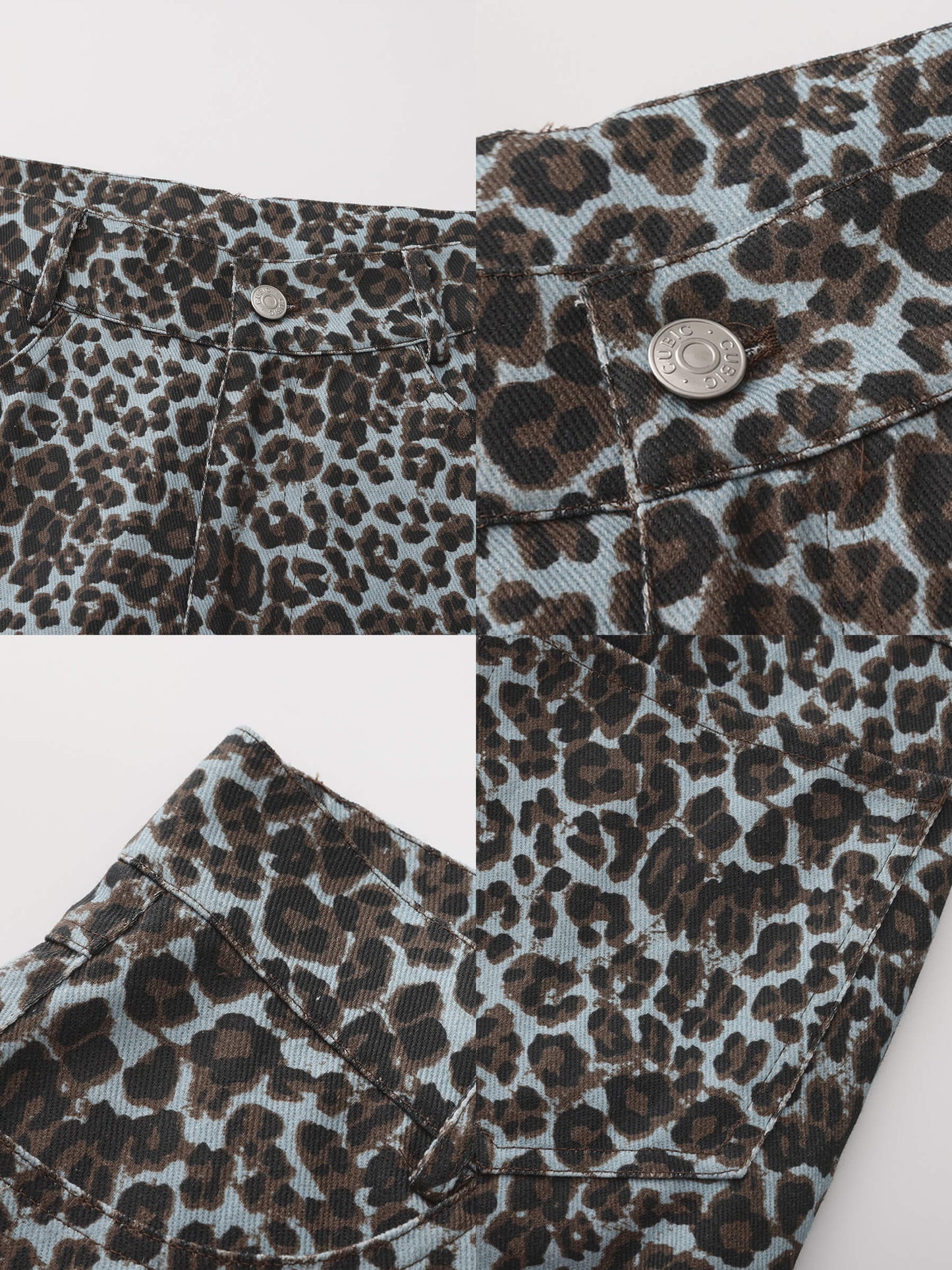 100% Cotton Leopard Print Flared Trousers