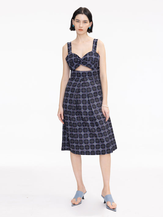 SWEETHEART NECKLINE CUT OUT DRESS NAVY