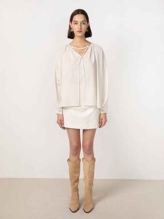 CUBIC Women's Oversized A-line Pleated Blouse