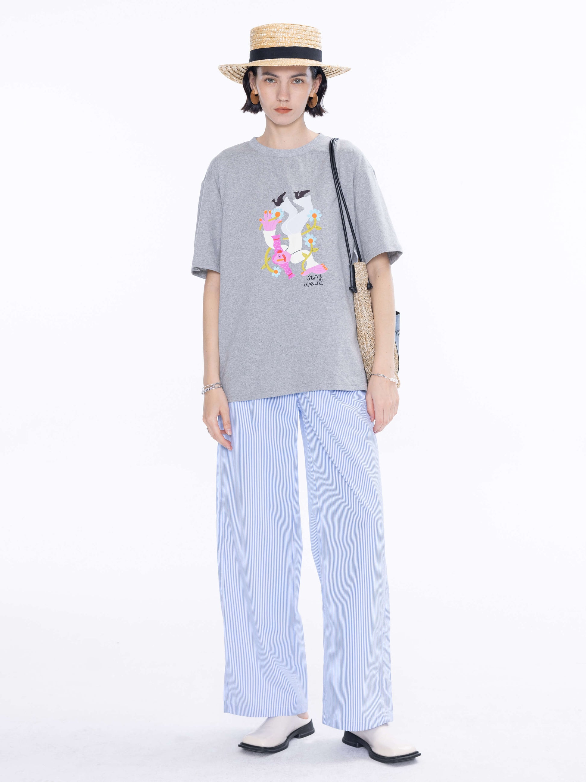 HIGH RISE PINSTRIPE TAILORED TROUSERS