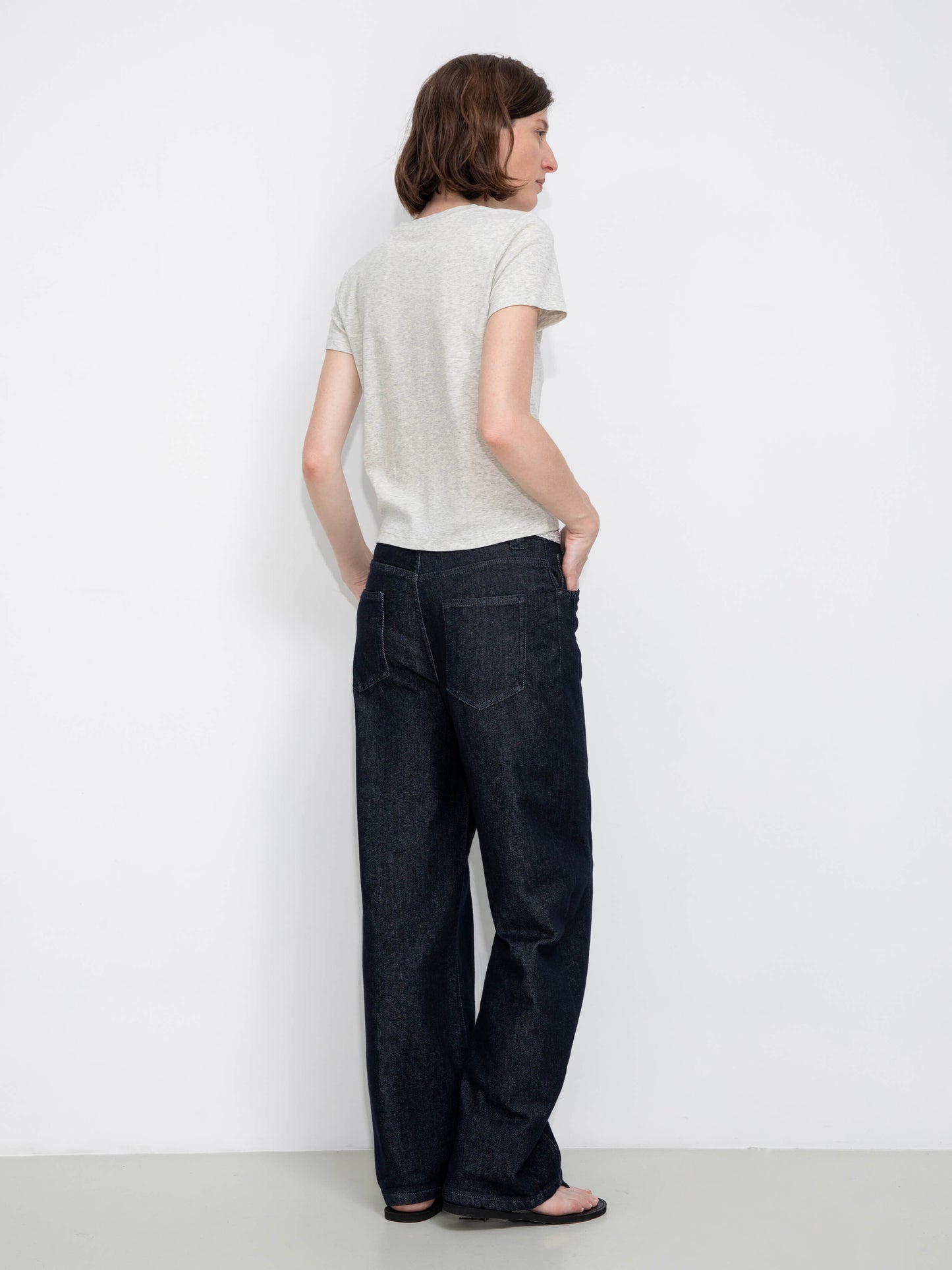 Cropped Letter Embroidered T-shirt