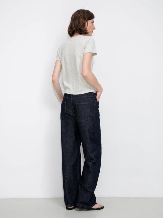 Cropped Letter Embroidered T-shirt