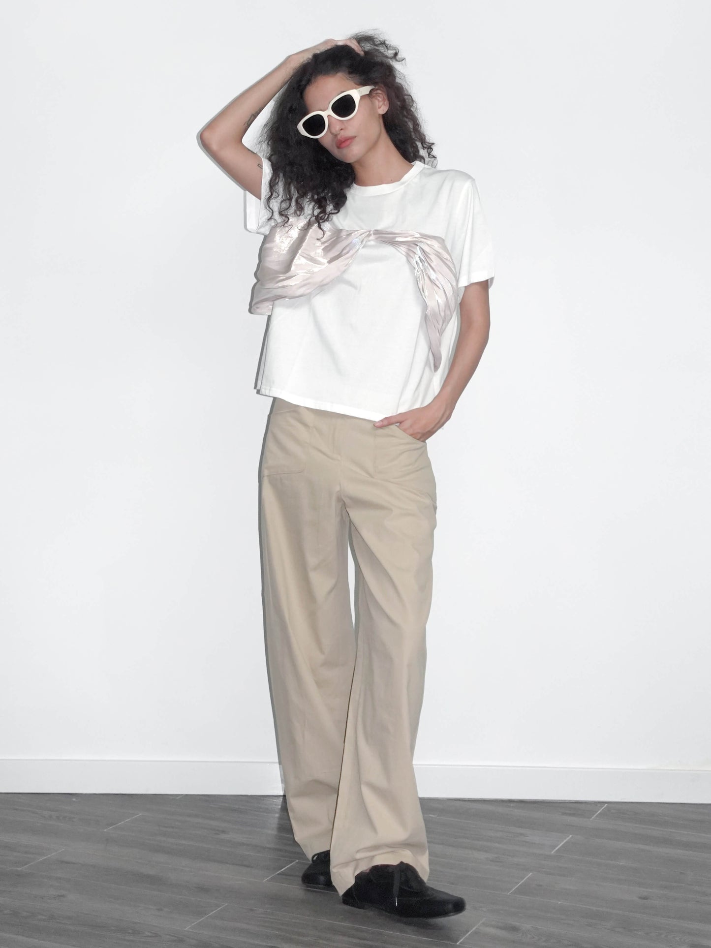 Contrast Color 3D Bow Casual T-shirt