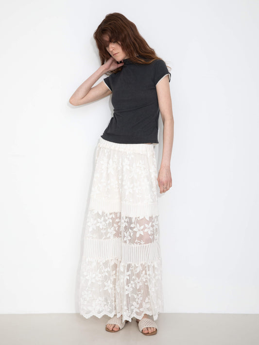 High Neck Stretch Slim-Fit Short-Sleeve T-Shirt