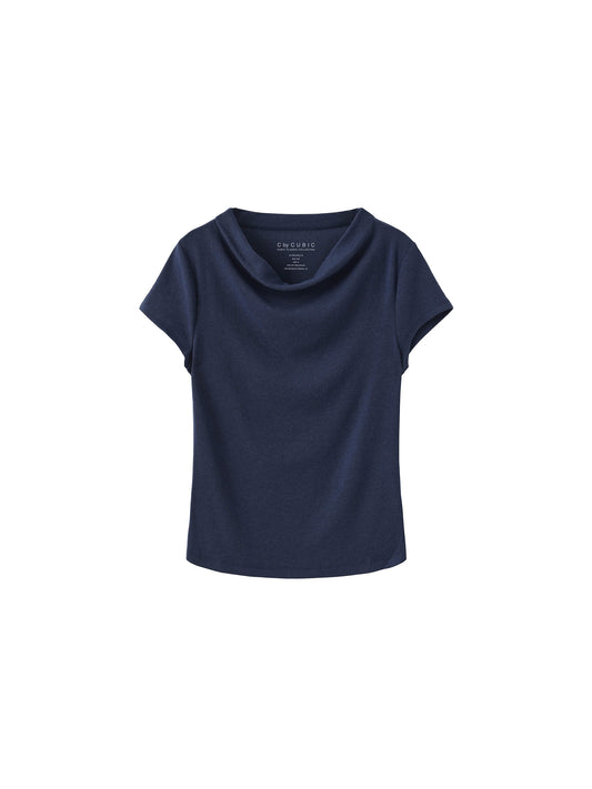 C by CUBIC Draped Neck Short-Sleeve T-Shirt