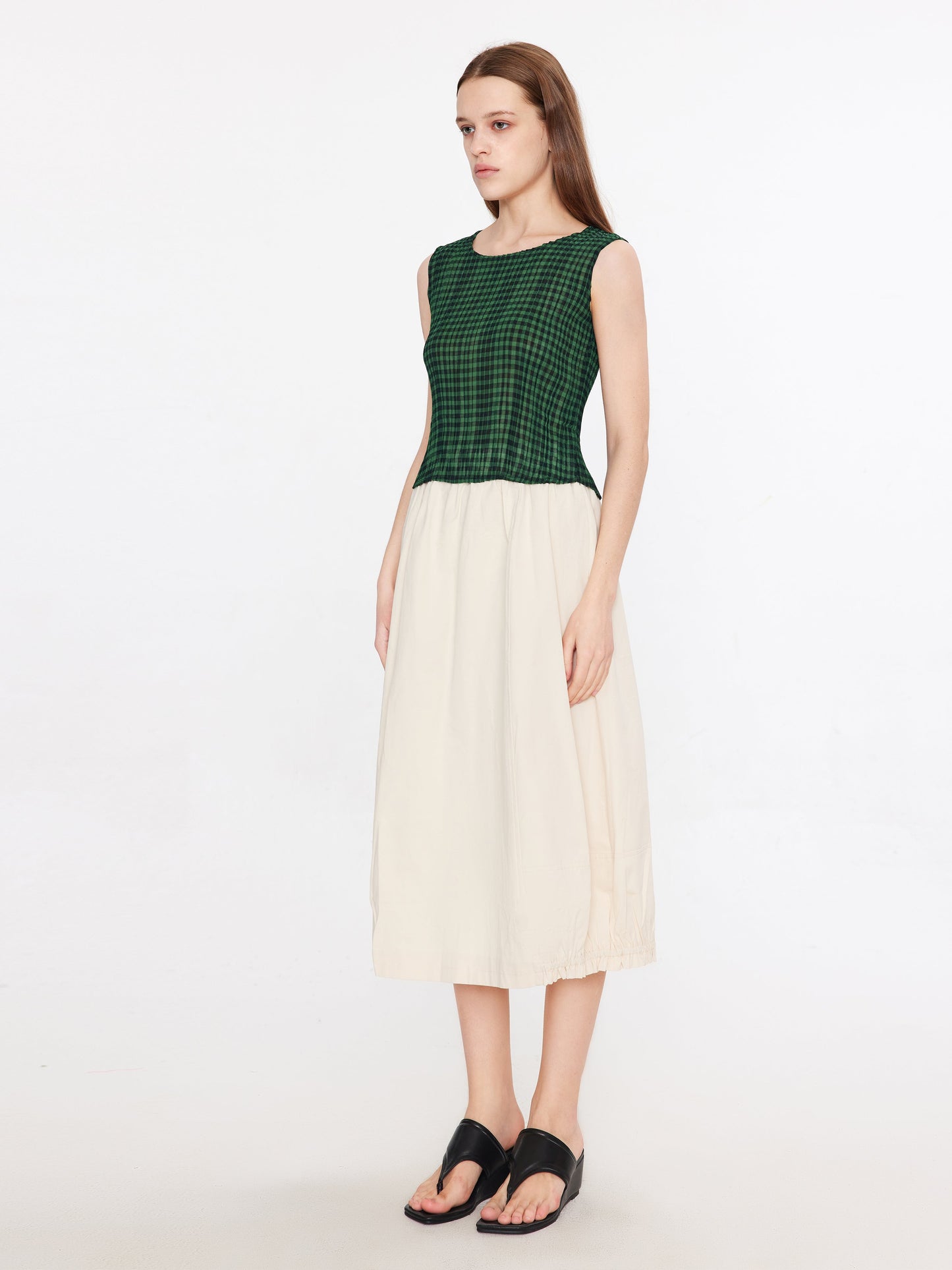 Elasticated Waist A-line Midi Skirt