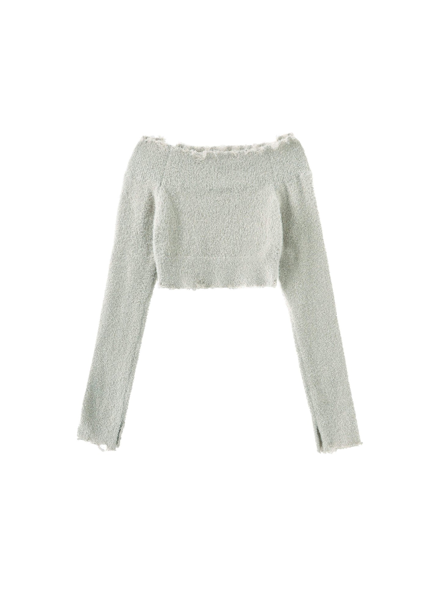 Off-Shoulder Long Sleeve Knit Crop Top