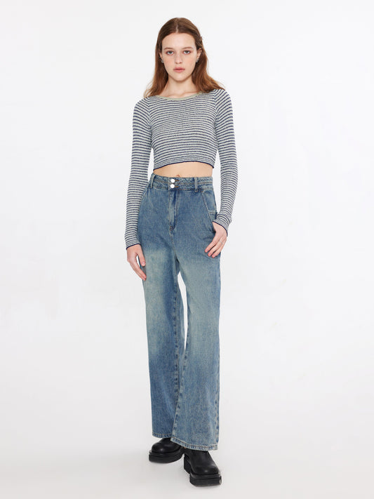 Striped Fitted Long Sleeve Top