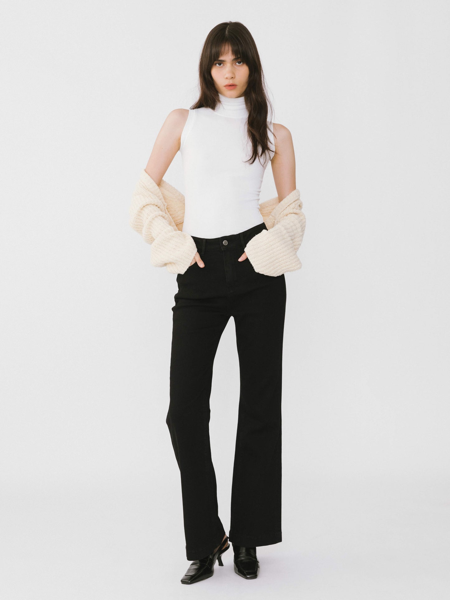 High Waisted Skinny Flared Jeans