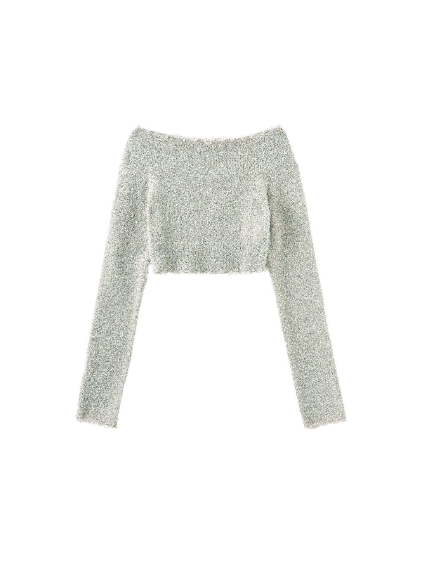 Off-Shoulder Long Sleeve Knit Crop Top