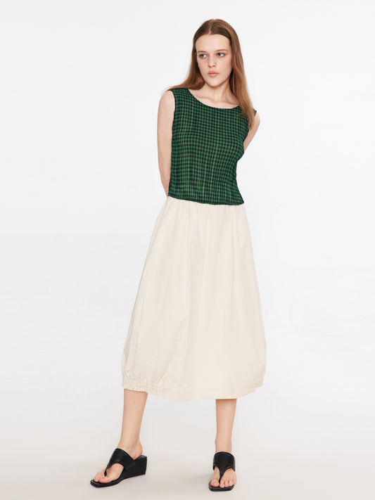 Elasticated Waist A-line Midi Skirt