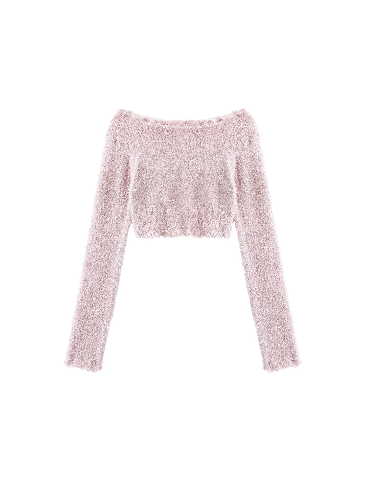 Off-Shoulder Long Sleeve Knit Crop Top