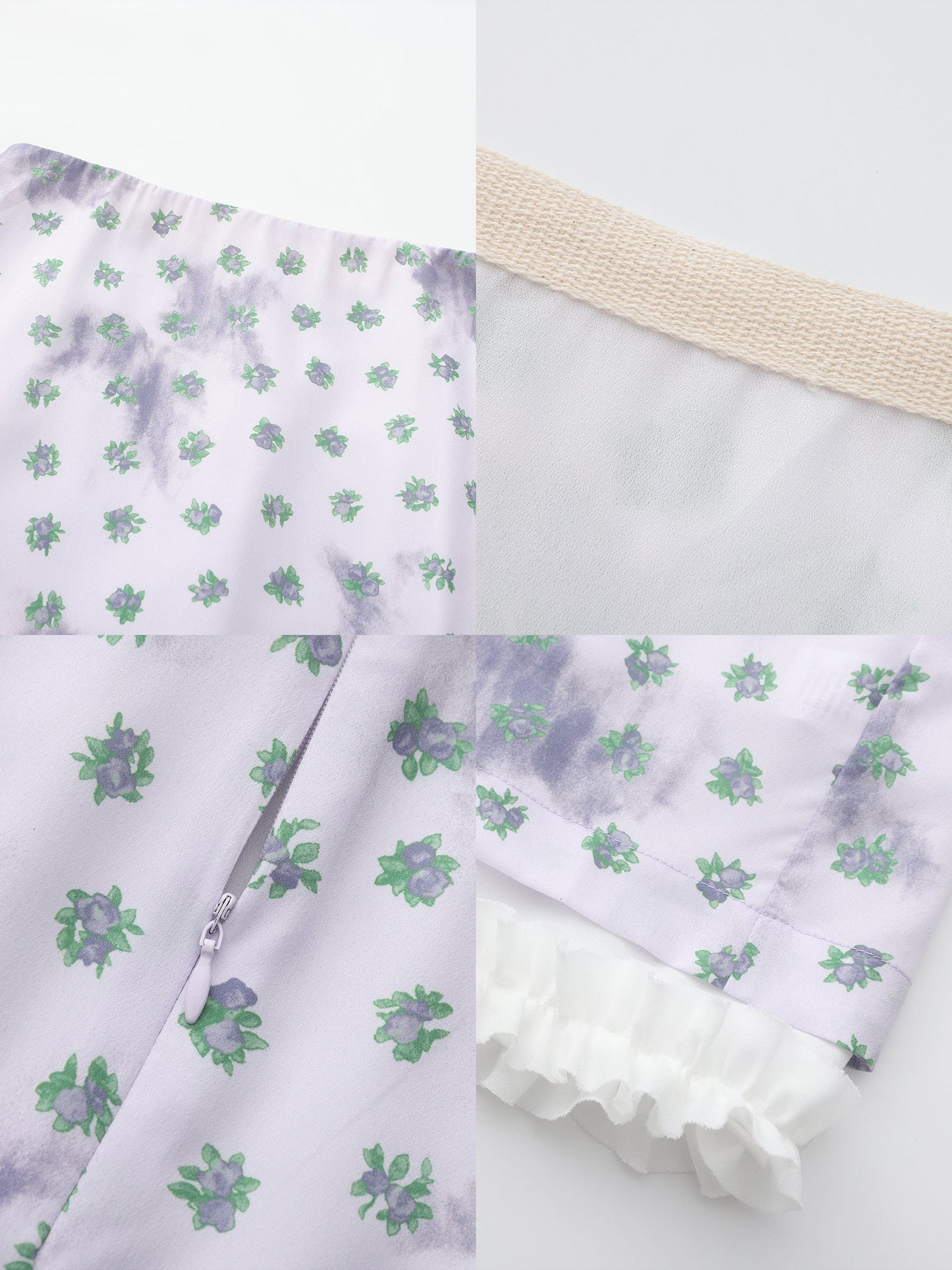Lace Patchwork Floral Printed Skirt