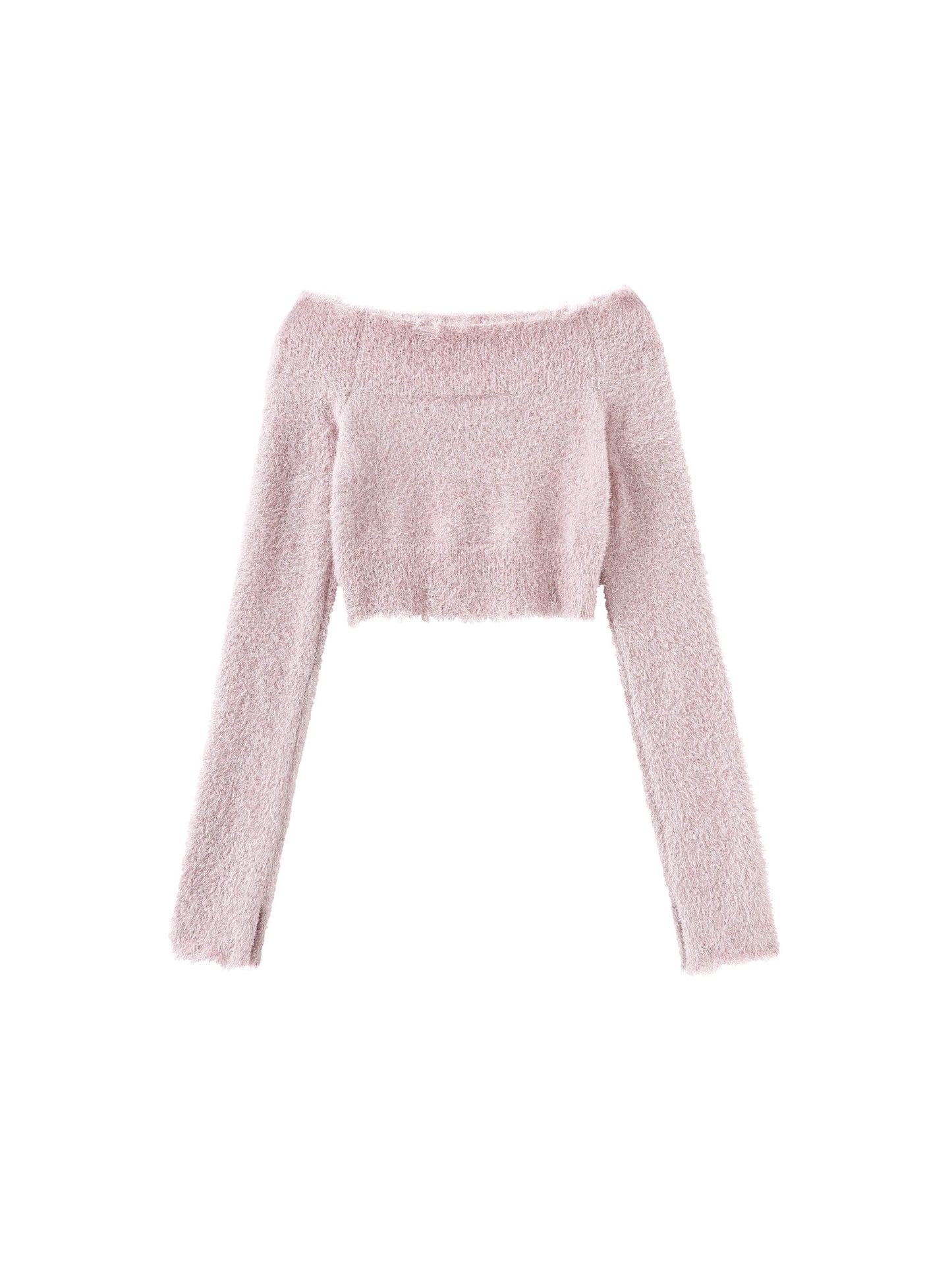 Off-Shoulder Long Sleeve Knit Crop Top