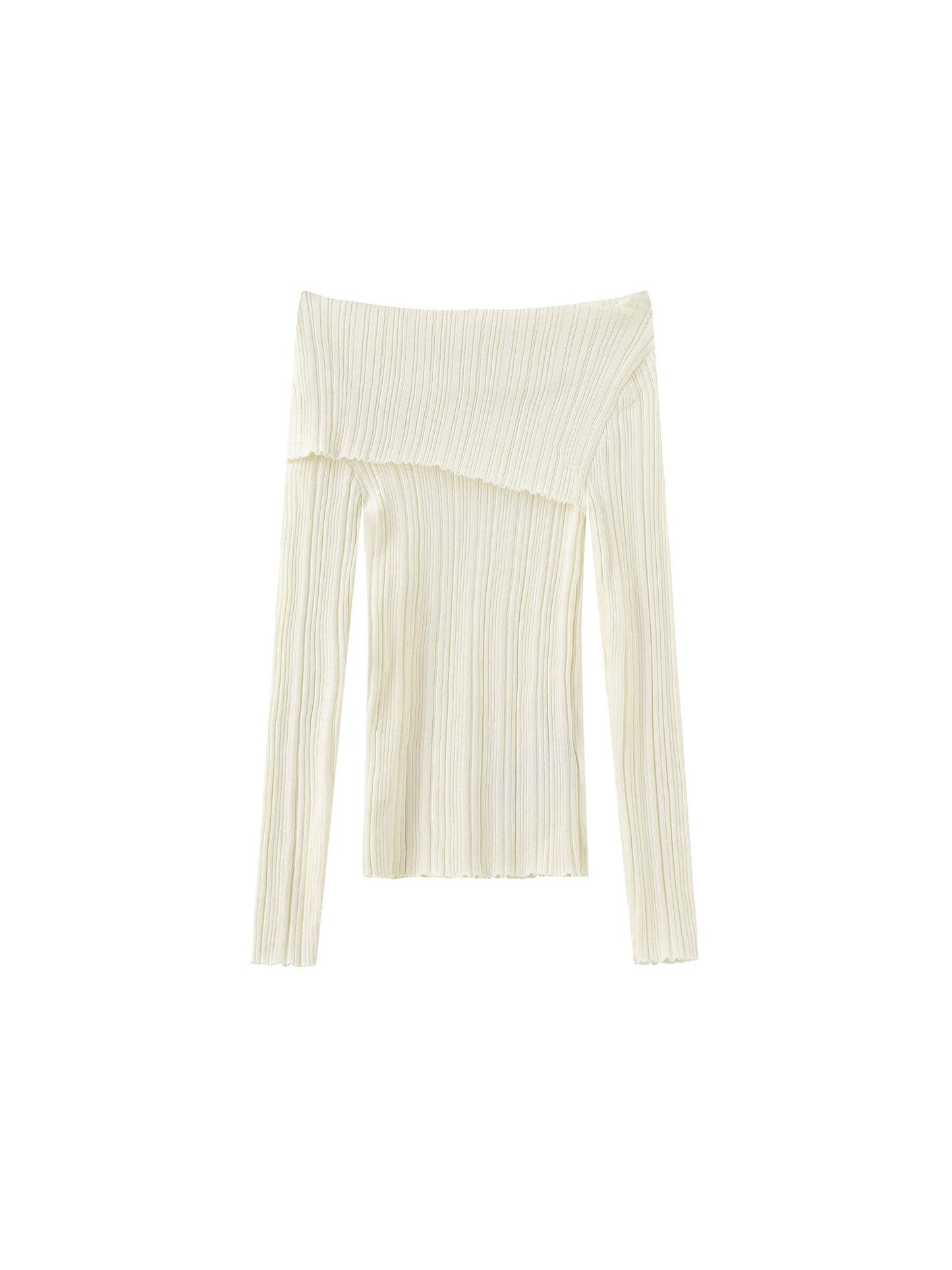 Off-Shoulder Long Sleeve Fitted Top