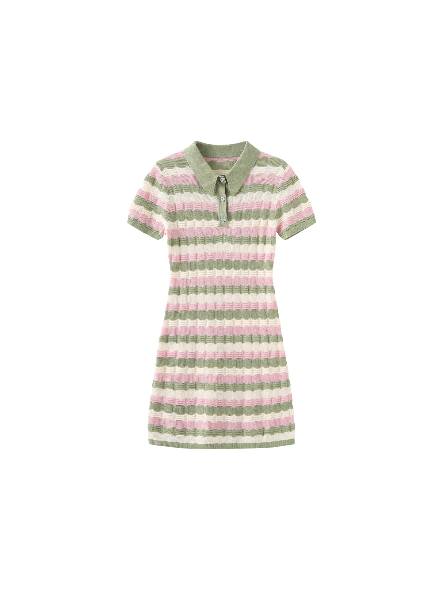 Polo Short Sleeve Striped Knit Dress