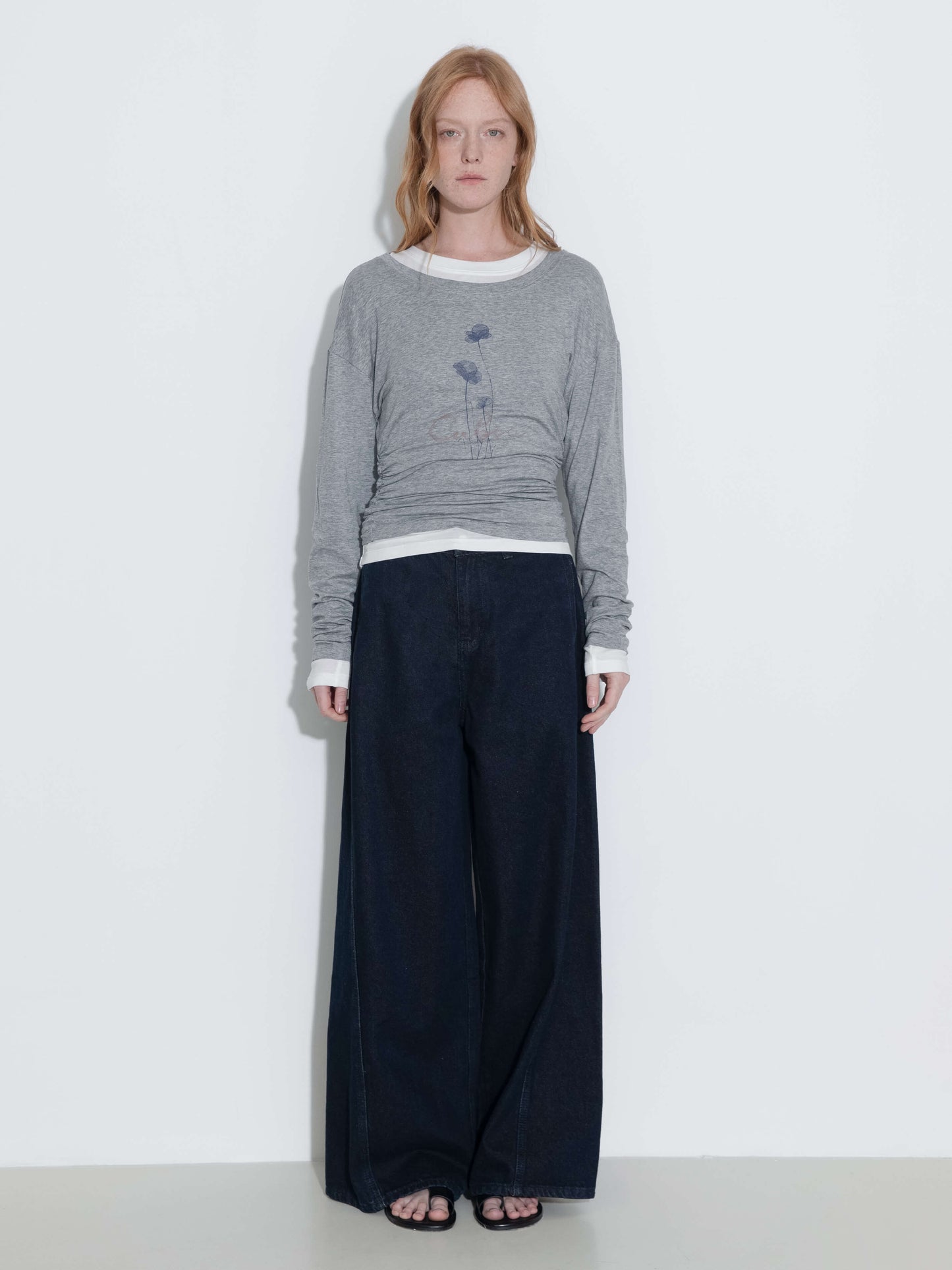 Printed Tencel Long Sleeve Top
