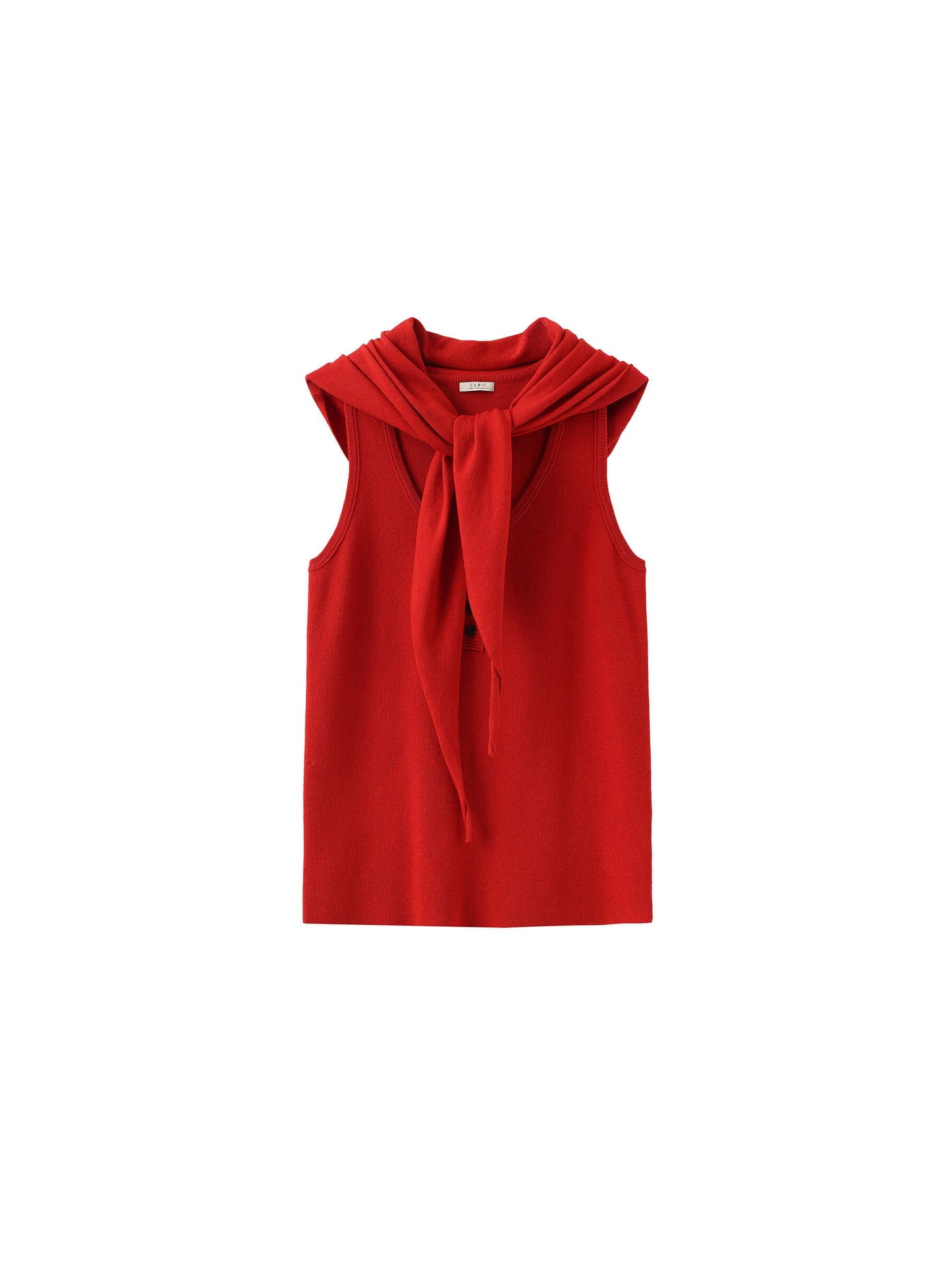 Slim-Fit Knit Henley Vest with Neck Tie