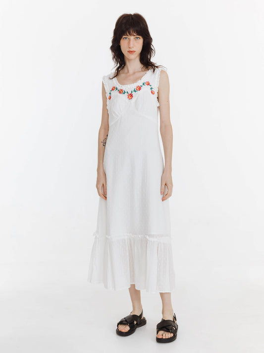 Floral Embroidered Sleeveless Maxi Dress