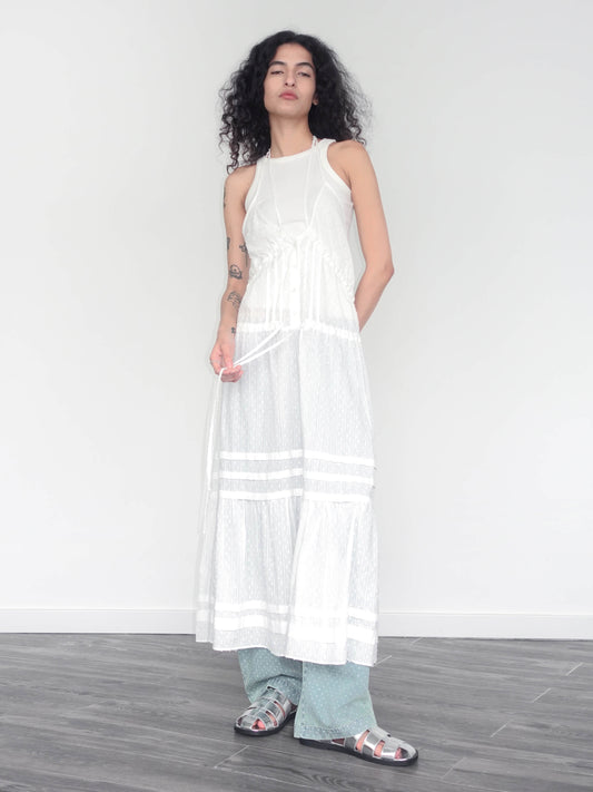 White Lace Halterneck Maxi Dress