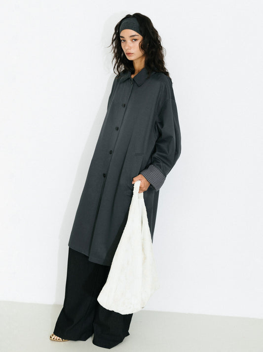 Oversized Single-Breasted Mid-Length Trench Coat