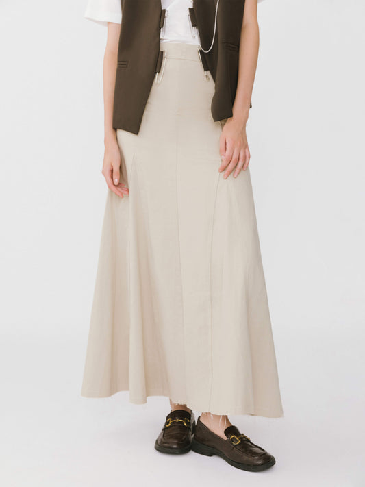 Frayed Denim Maxi Skirt