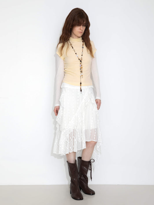 Asymmetrical Hem Lace Skirt