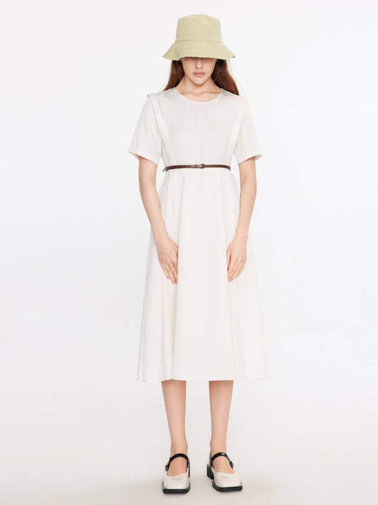 Round Neck Short Sleeve Midi Dress