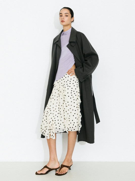 Stand Collar Longline Tie-Waist Trench Coat