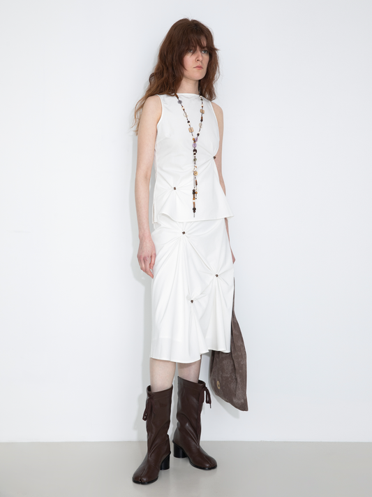 3D Pleated High-Waisted A-Line Skirt