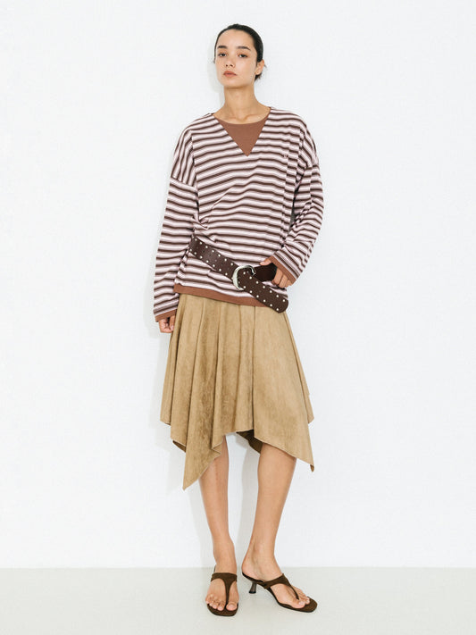 Contrast Stripe Oversized Long-Sleeve Top