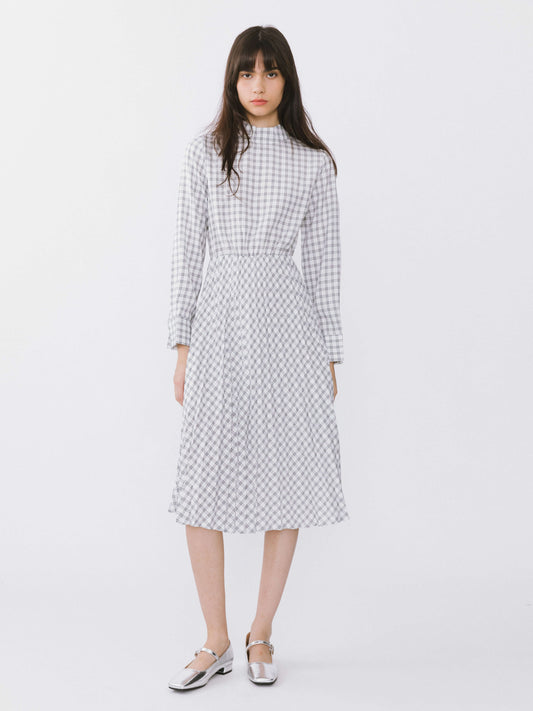 Tartan Neck Tie A-line Dress