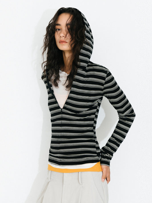 C by CUBIC Slim-Fit Zip-Up Hooded Knit Cardigan