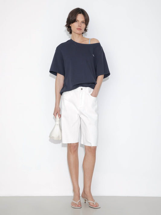 C by CUBIC Embroidered Off-Shoulder T-Shirt