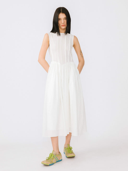 Pure Cotton Sleeveless White Dress