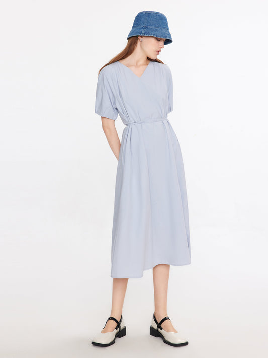 V-Neck Back Cut Out Midi Dress