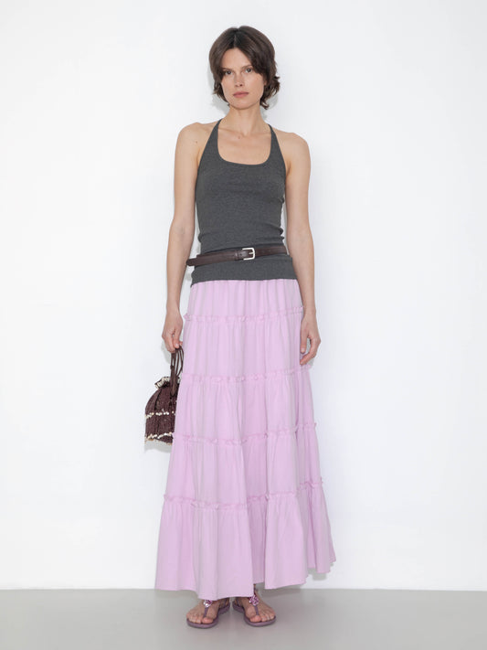High-Waisted A-Line Maxi Flowy Skirt