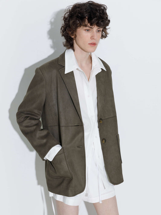 ONE BY CUBIC Silky Tailored Suede Jacket
