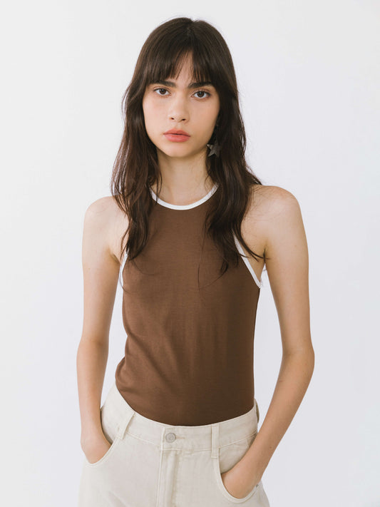 Contrast Cutaway Tank Top