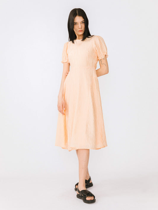 Open Back Pleated Midi Dress