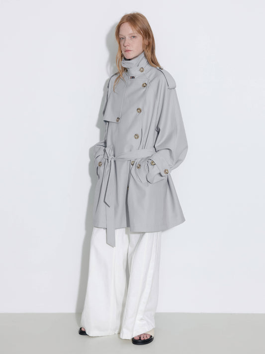 Oversized Mid-Length Trench Coat with Belt