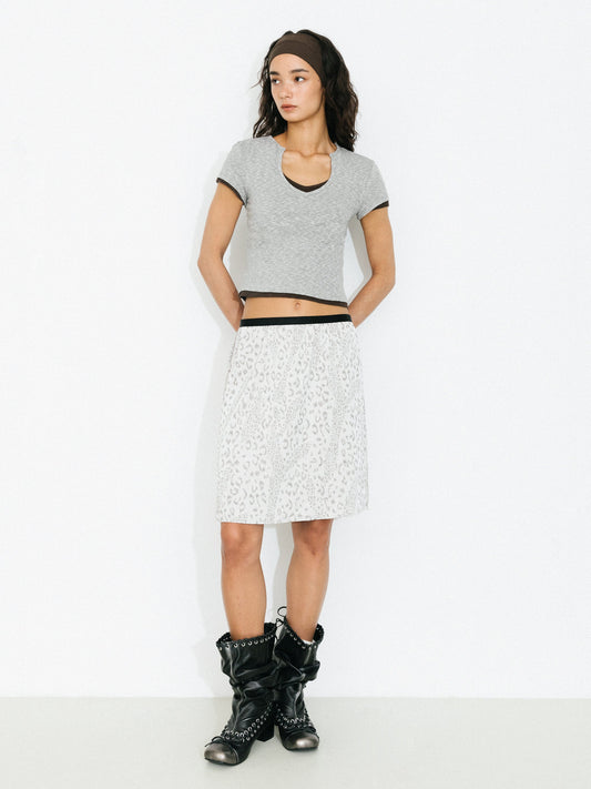 Leopard Print Straight Midi Skirt