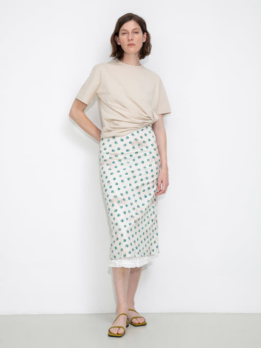 Lace Patchwork Floral Printed Skirt