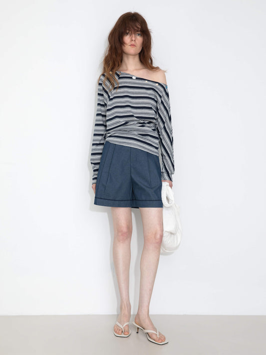 Pleated Wide-Leg Shorts