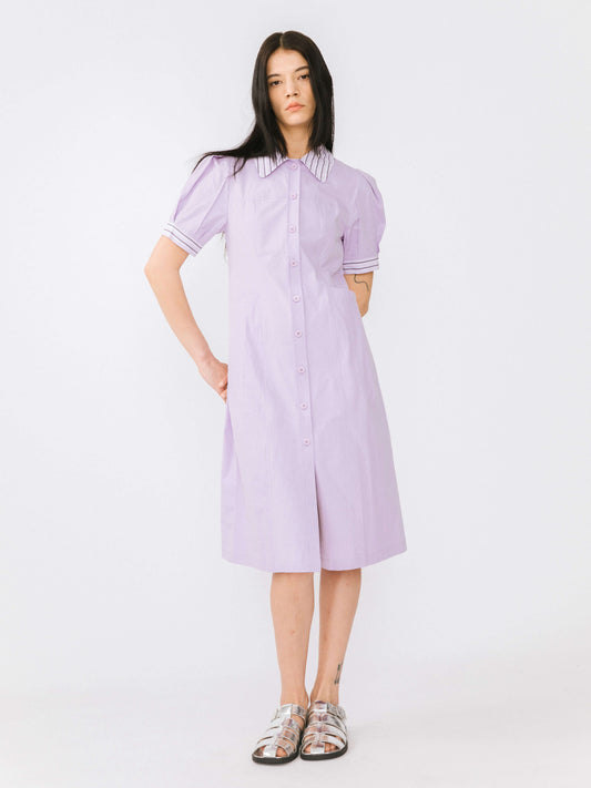 Pure Cotton Short Puff Sleeve Midi Dress